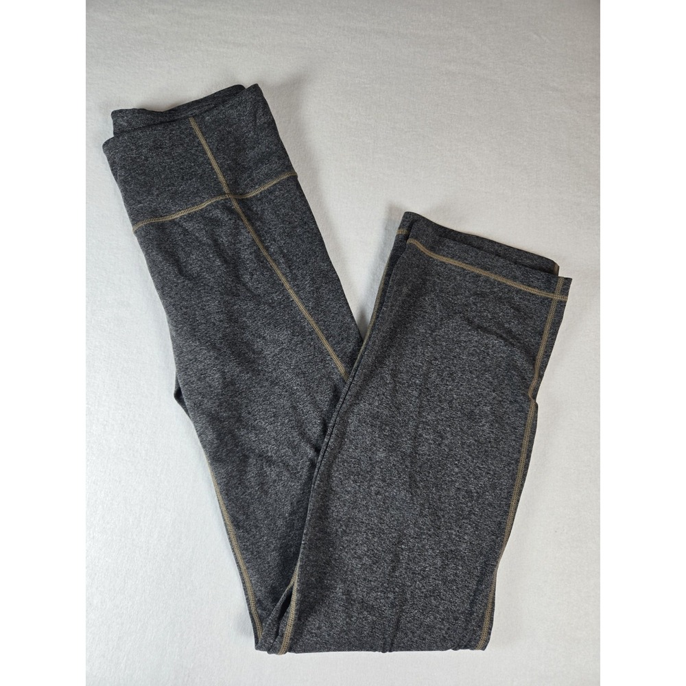 Athleta Womens Mid Rise Bootcut Leggings Heather Gray Orange Stitch Size M